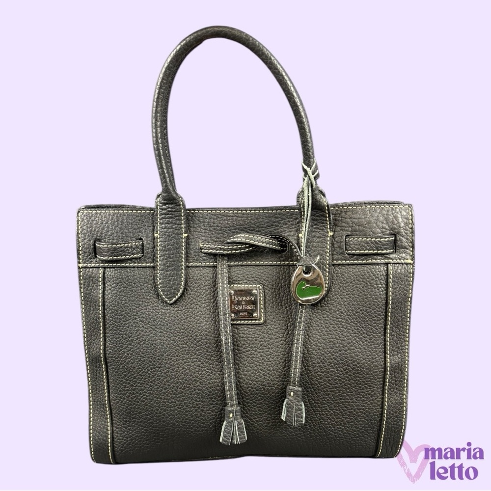 Dooney & Bourke Black Leather Satchel Bag with Green Duck Hangtag